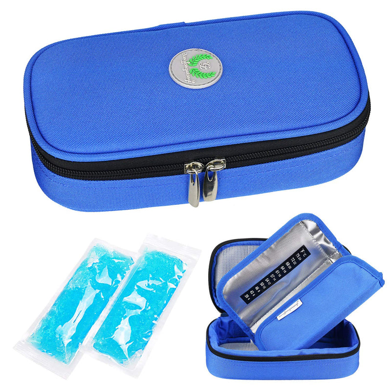 [Australia] - YOUSHARES Insulin Cooler Travel Case - Medication Diabetic Insulated Organizer Portable Cooling Bag for Insulin Pen and Diabetic Supplies with 2 Cooler Ice Pack (Blue) Blue 