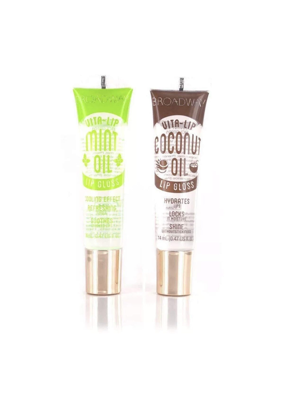 [Australia] - Broadway Vita-Lip Clear Lip Gloss 0.47/14 ml (2PCS - Coconut & Mint Oil) Mint & Coconut 