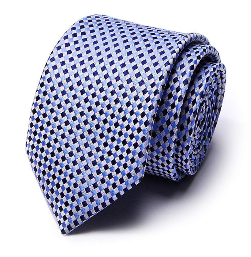 [Australia] - Men's Skinny Silk Tie Classic Mixed Pattern Wedding 3" Necktie - Various Patterned One Size Blue Gingham 