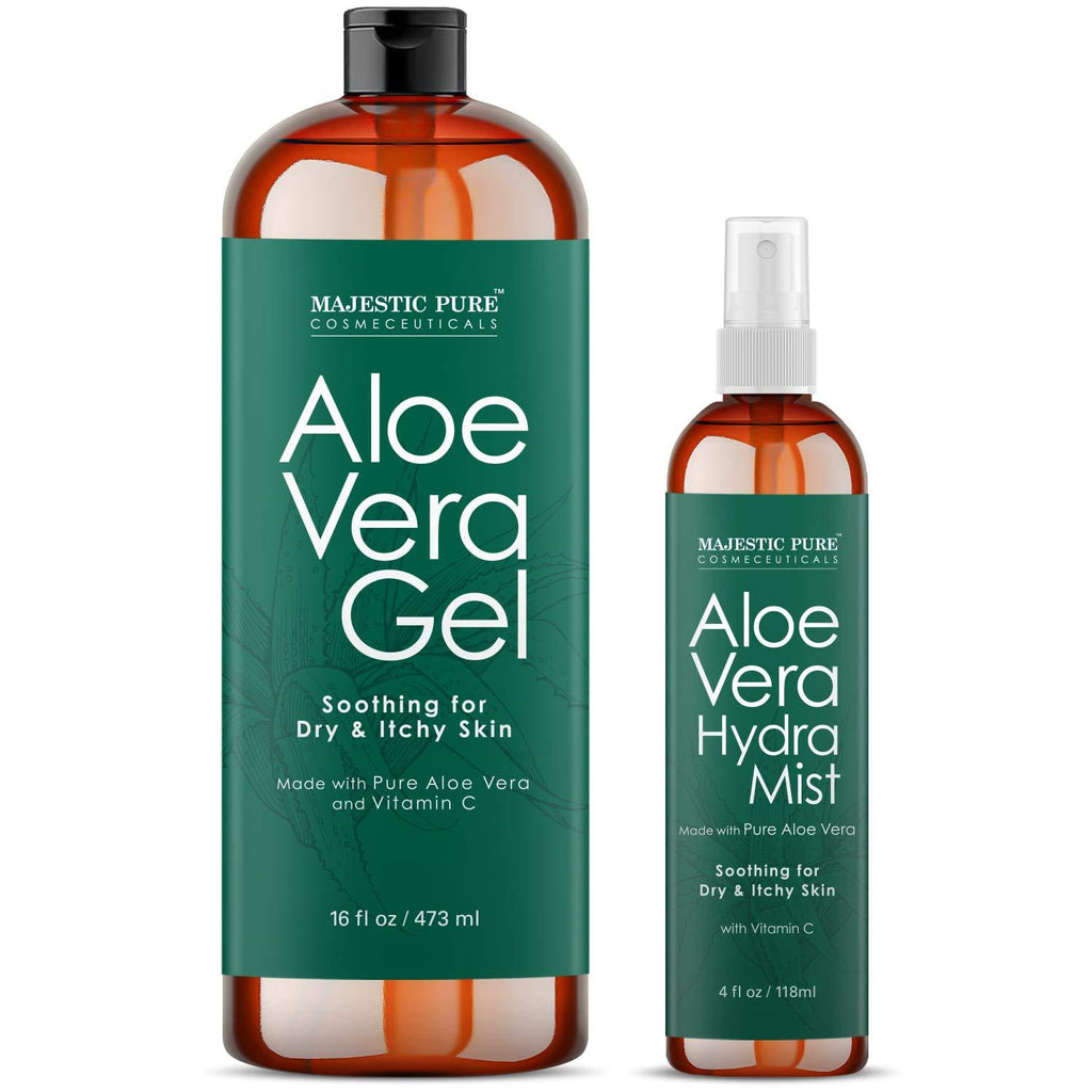 [Australia] - MAJESTIC PURE Aloe Vera Gel and Mist Super Combo - 16 oz Gel and 4 oz Hydra Spray - 100 Percent Pure and Natural Cold Pressed Aloe Vera for Hair Growth, Face, Body and Skin 