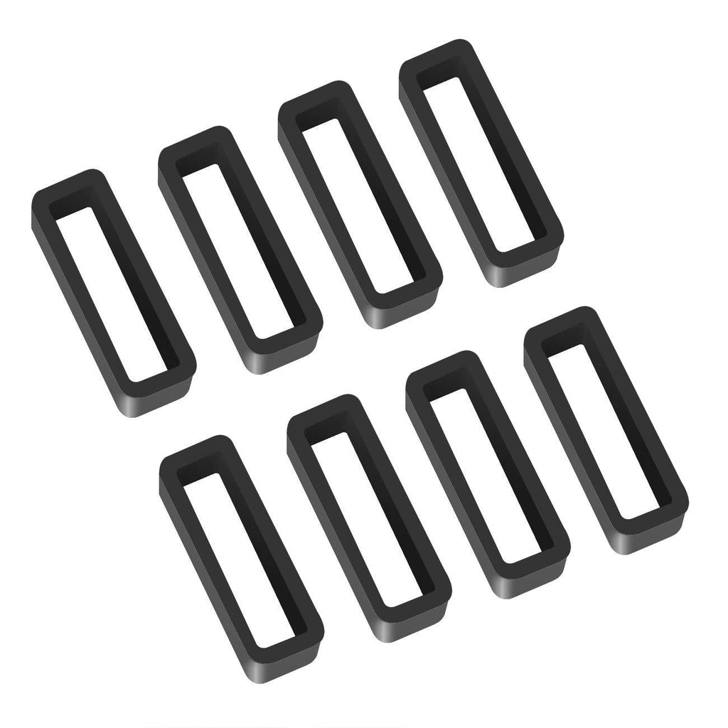 [Australia] - 8 Pack Rubber Replacement Watch Band Strap Loops Silicone Watch Strap Keeper Retainer Holder Loop 16mm 18mm 20mm 22mm with Tools Black 8pcs 