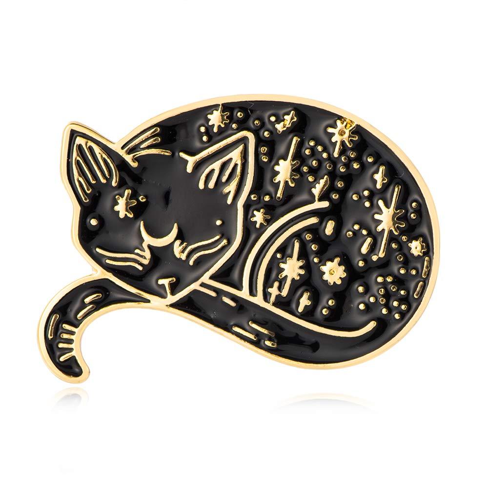 [Australia] - SENFAI 10K Gold Color Cute Sleepy Lazy cat Pin and Brooch 
