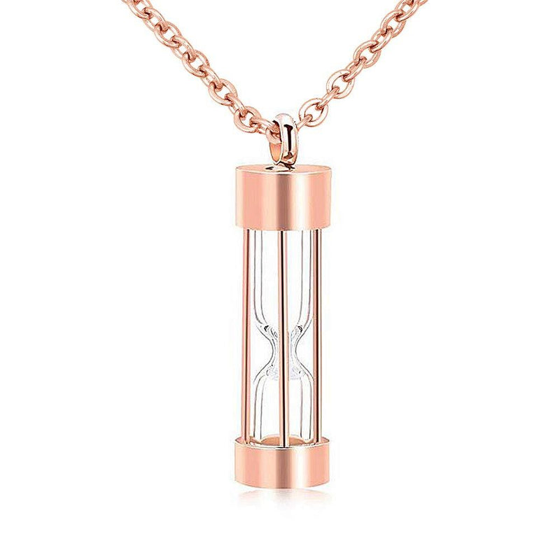 [Australia] - LuckJewelry Eternal Hourglass Glass Cremation Urn Necklaces for Ashes Memorial Keepsake Pendant Rose Gold 