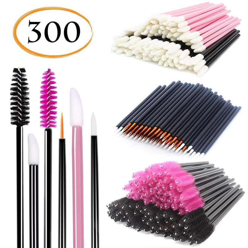 [Australia] - Onwon Makeup Applicator 300 Pcs 6 Style Eyelash Brushes Mascara Wands & Lip Brushes & Eyeliner Brush Makeup Tools Daily Makeup Brushes Sets Kits 