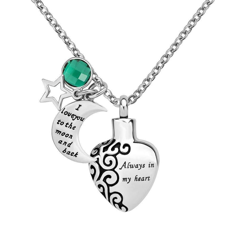 [Australia] - Jesse Ortega 12 Colors Birthstone Urn Necklace of Ashes Always in My Heart Cremation Keepsake Memorial Jewelry May 