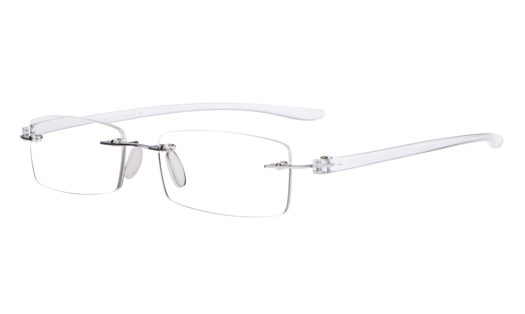 [Australia] - Eyekepper Small Lenes Rimless Reading Glasses Women - Frameless Reader Eyeglasses for Men Reading with Transparent Arms +0.75 Transparent Arm 0.75 x 