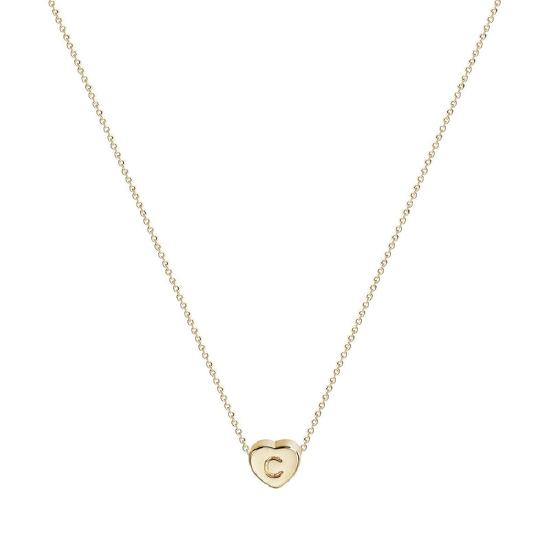 [Australia] - Love Heart Initial Pendant Necklace, 14 K Gold Plated Personalized Tiny Lovely Heart with Letters Charm Necklace for Women C 