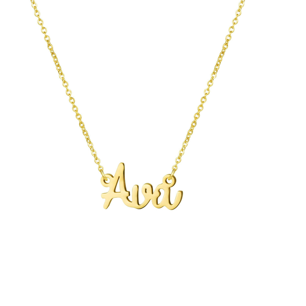 [Australia] - Yiyang Personalized Name Necklace 18K Gold Plated Stainless Steel Pendant Jewelry Birthday Gift for Girls Ava 