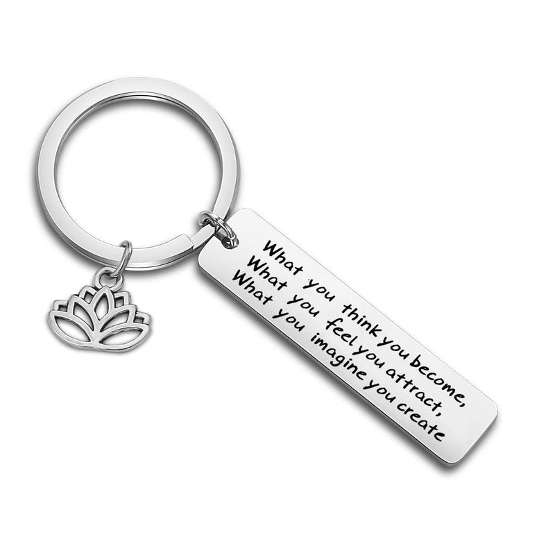 [Australia] - WUSUANED Buddhist Inspirational Quote Keychain What You Think You Become Buddha Jewelry Inspirational Gift 