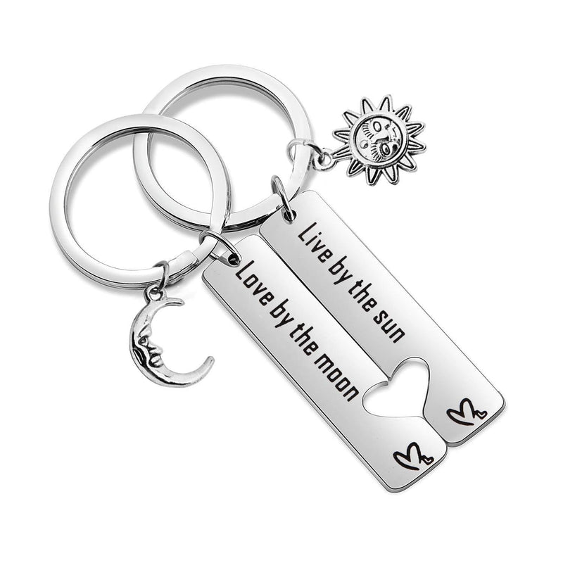 [Australia] - SEIRAA Live by The Sun Love by The Moon Keychain Set of 2 Moon Jewelry Gift for Couple 