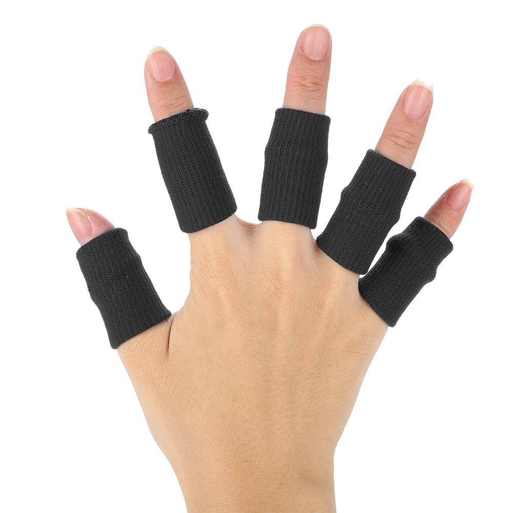 [Australia] - ZJchao 10Pcs/Set Finger Sleeves Support,Finger Protector Brace Sports Aid Arthritis Band Wraps for Basketball, Tennis,Baseball,Cricket, Volleyball, Badminton, Boating Black 