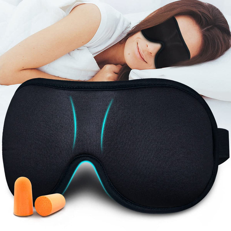 [Australia] - Sleep Mask For Women Men, Ultrathin Light Blocking Sleeping Mask, No Pressure On Eyes 3D Contoured Blindfold, Soft Comfort Eye Shade Cover for Travel/Naps/Yoga/Shift Work.（Black） Black 