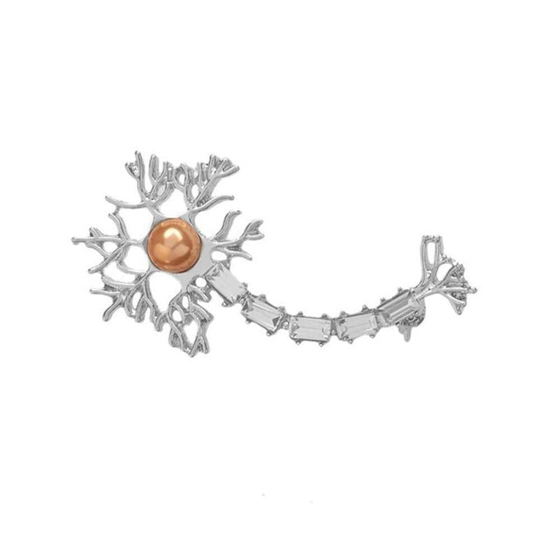 [Australia] - Neuron Pin with Zircon Brain Nerve Cell Medical Jewelry Doctor Medical School Jewelry Gifts Men Women Brooch silver 