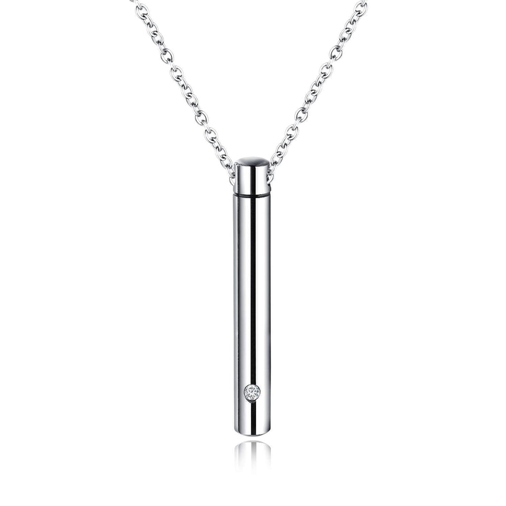 [Australia] - Norya Urn Necklace Bar Pendant Memorial Jewelry - Ashes Keepsake Exquisite Cremation Jewelry(Black) Sliver Tone 