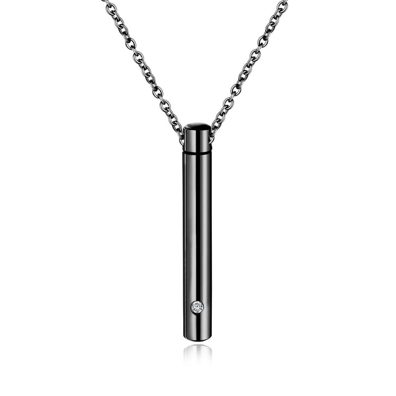 [Australia] - Norya Urn Necklace Bar Pendant Memorial Jewelry - Ashes Keepsake Exquisite Cremation Jewelry(Black) Black 