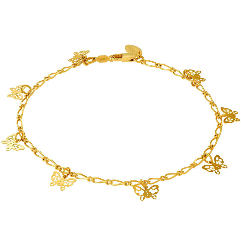 [Australia] - Lifetime Jewelry Butterfly Anklet for Women Men & Teen Girls 24k Gold Plated 10.0 Inches 