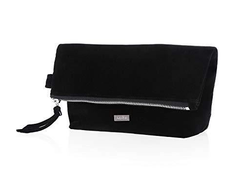 [Australia] - Laline Black Velvet Bag for Makeup and Cosmetics. Durable Easy to Clean Travel Bag. Compact Fits Into Backpacks, Luggage, and Carryon. Zip Closure. Spacious Makeup and Toiletry Bag. 