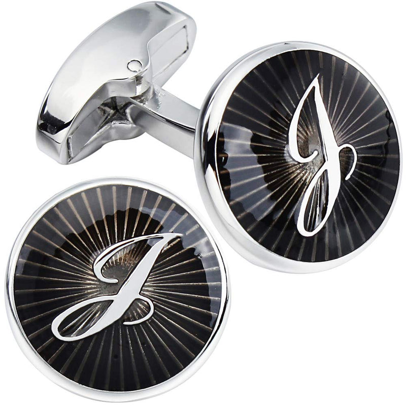 [Australia] - AMITER Initial Letter Cufflinks for Men with Gift Box - Personalized Alphabet Embossed A-Z letter J 