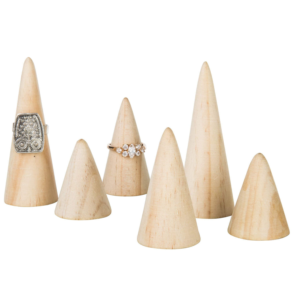 [Australia] - MyGift Set of 6 Natural Wood Cone Ring Holders 