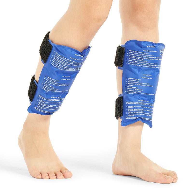 [Australia] - Shin Splint Ice Pack 2 Pack - Reusable Shin Cold and Hot Wrap for Shin Splints Pain Relief, Flexible Ice Pack for Runners 