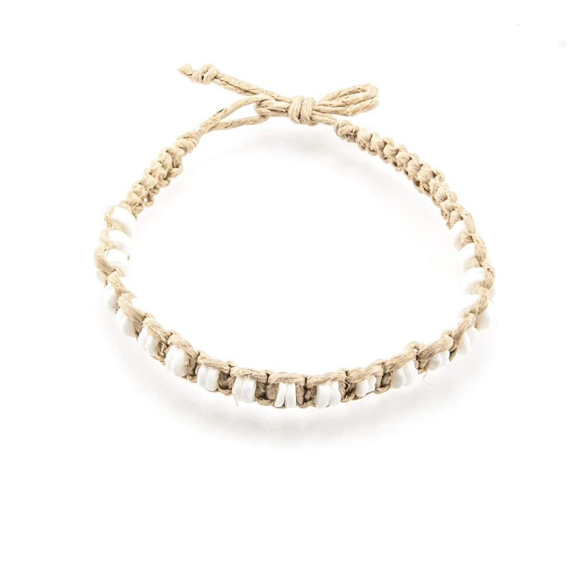 [Australia] - BlueRica Hemp Anklet Bracelet with Puka Shell Beads 