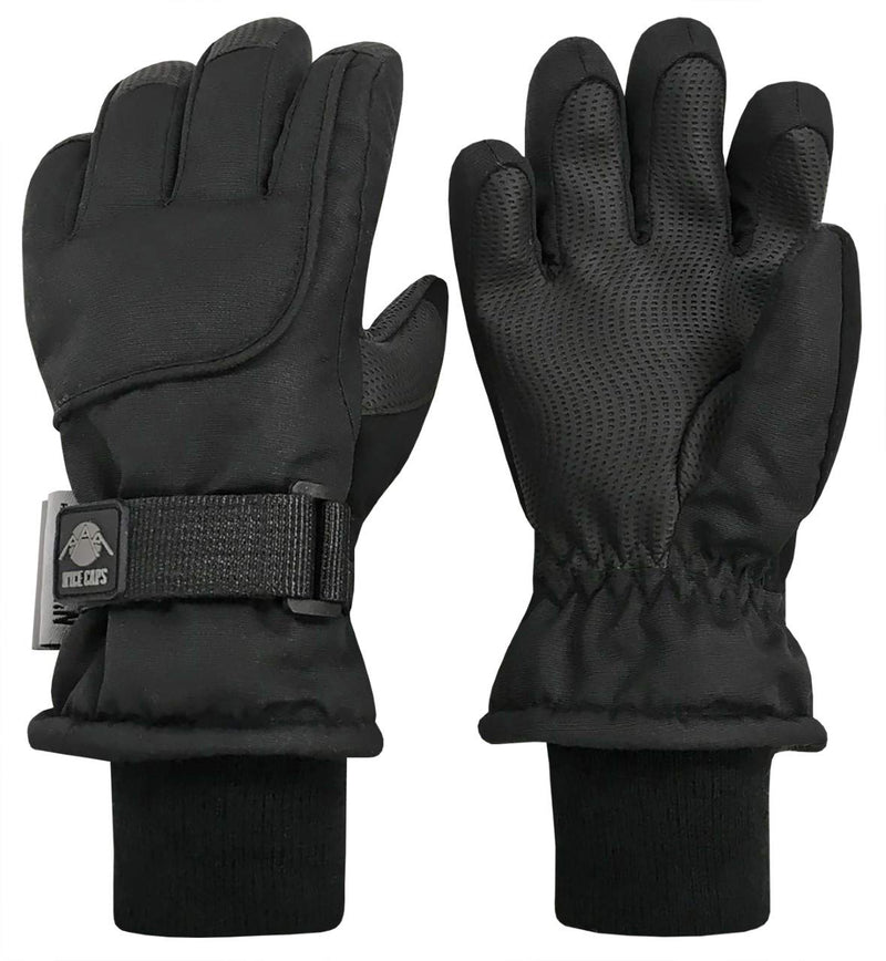 [Australia] - N'Ice Caps Kids Extreme Cold Weather 100 Gram Thinsulate Waterproof Ski Gloves Black 1 3-4 Years 