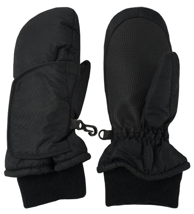 [Australia] - N'Ice Caps Kids Toddler and Baby Easy-On Wrap Waterproof Thinsulate Winter Mittens Black 1 1-2 Years 