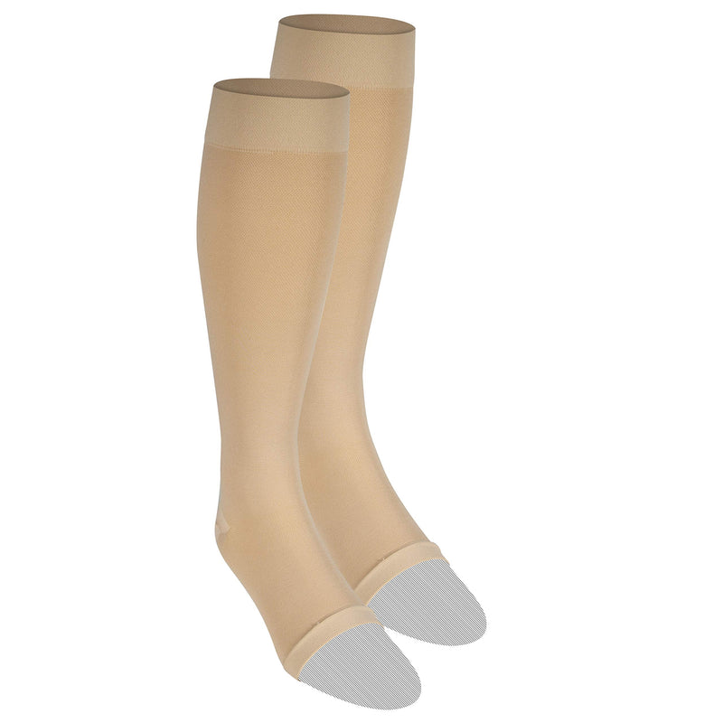 [Australia] - NuVein Medical Compression Stockings, 15-20 mmHg Support for Women & Men, Knee Length, Open Toe, Beige, Medium Medium (1 Pair) 