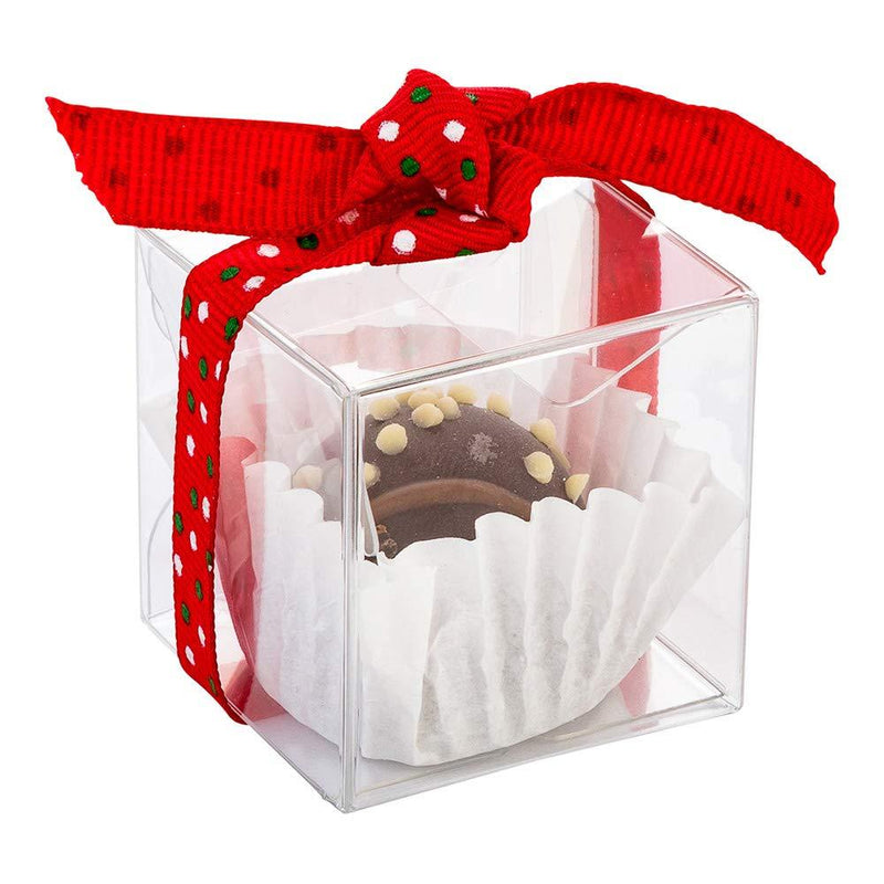 [Australia] - Sweet Vision 1.5 Inch Wedding Favor Boxes, 100 Cube Transparent Candy Boxes - For Weddings, Baby Showers, And Birthday Parties, Packages Treats Or Gifts, Clear Plastic Party Favor Container Small Square 