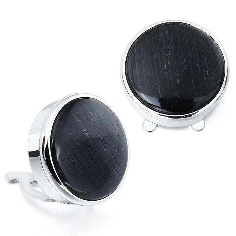 [Australia] - HAWSON Button Cover Cufflink for Men, Button Cover for Normal Shirt, Button Cover Cuff Link for Wedding Black Cat's Eye 