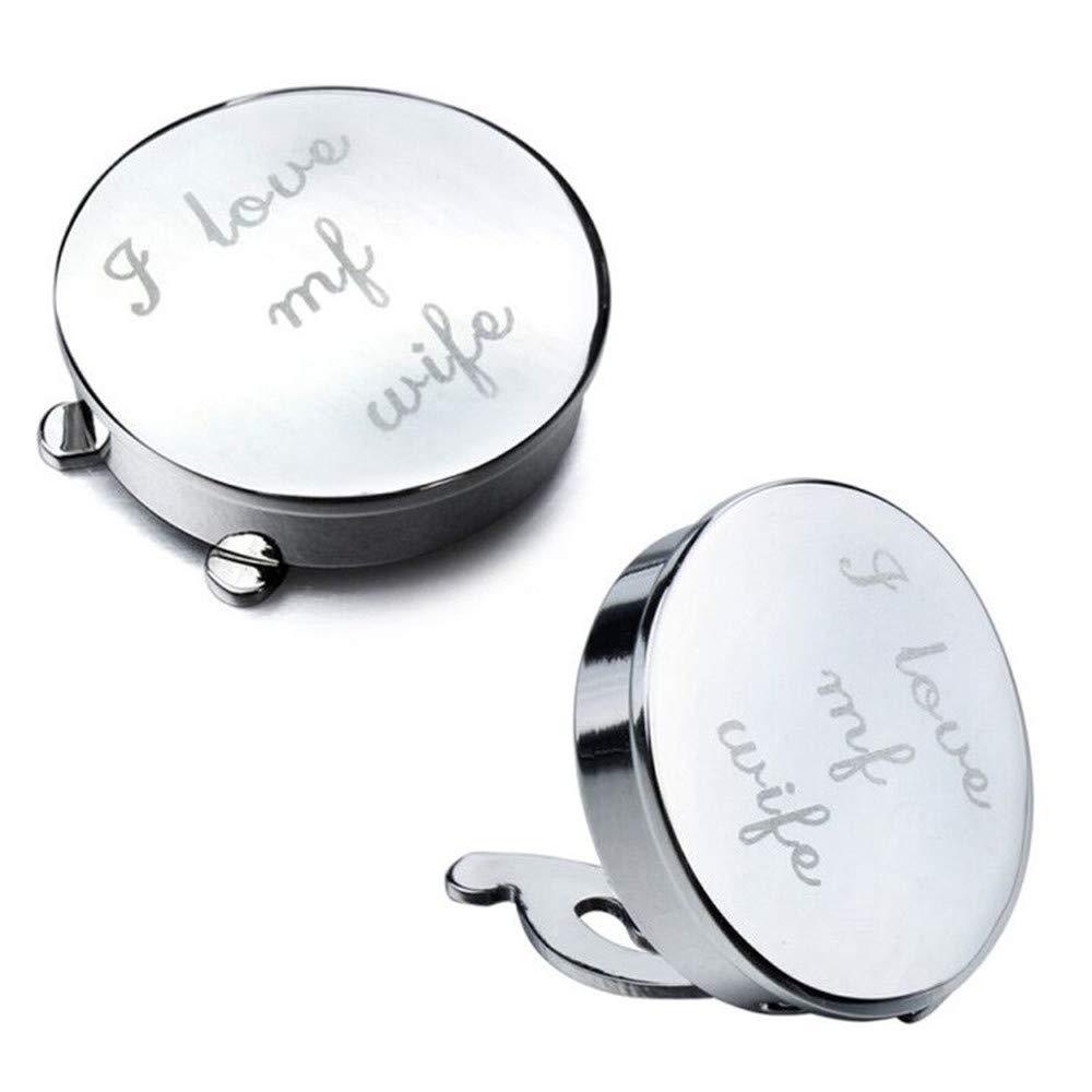 [Australia] - HAWSON Silver Color Laser Button Cover Cufflinks for Men and Impressive Words - Best Choice for Weddling Gift I LOVE MY WIFE 