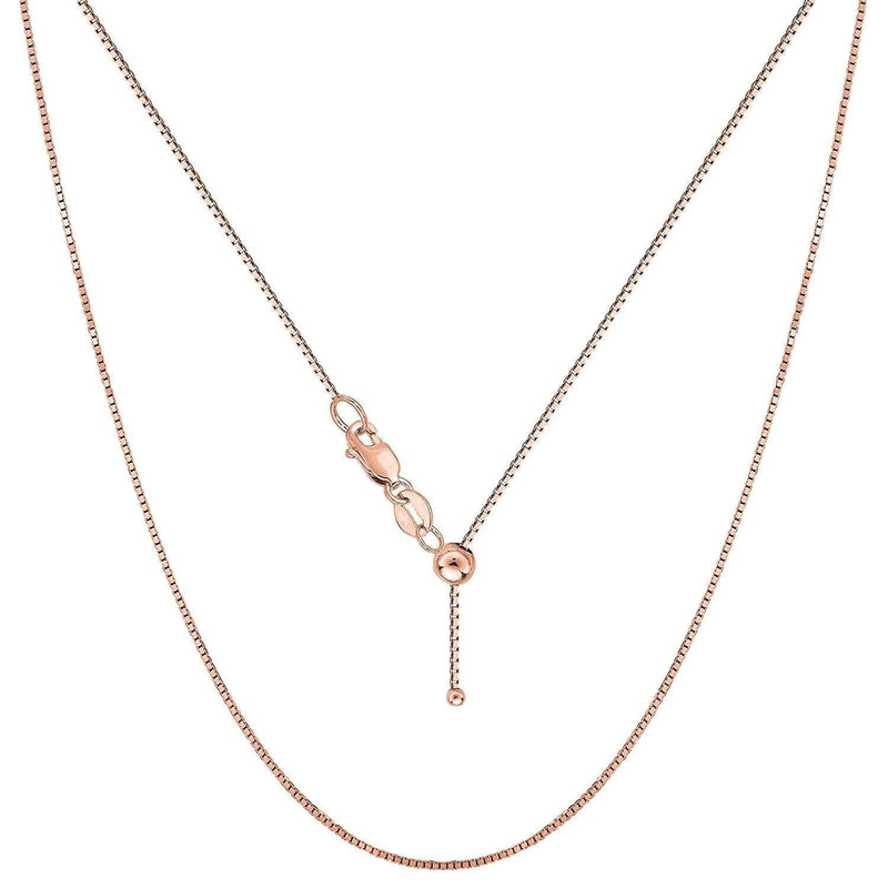 [Australia] - Verona Jewelers Sterling Silver Adjustable Box Chain Bolo Necklace| Sterling Silver Box Chain| 925 Sterling Silver Pendant Necklace | Adjust UP to 24 INCHES rose gold plated 