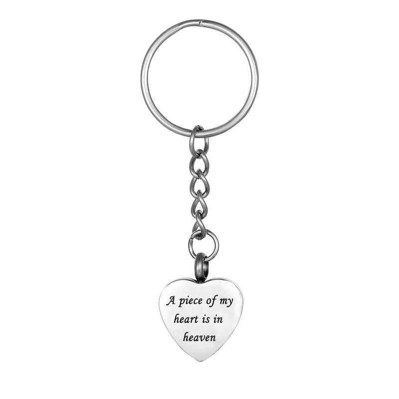 [Australia] - Norya Cremation Urn Keychain Keepsake Stainless Steel Memorial Ashes Keyring A Piece of My Heart is in Heaven 