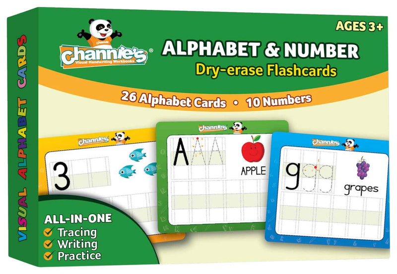 [Australia] - Channie's Dry Erase Alphabet/Number Flash Cards, 5.5W x 4.25 L x 0.25H, White, Model:B500 