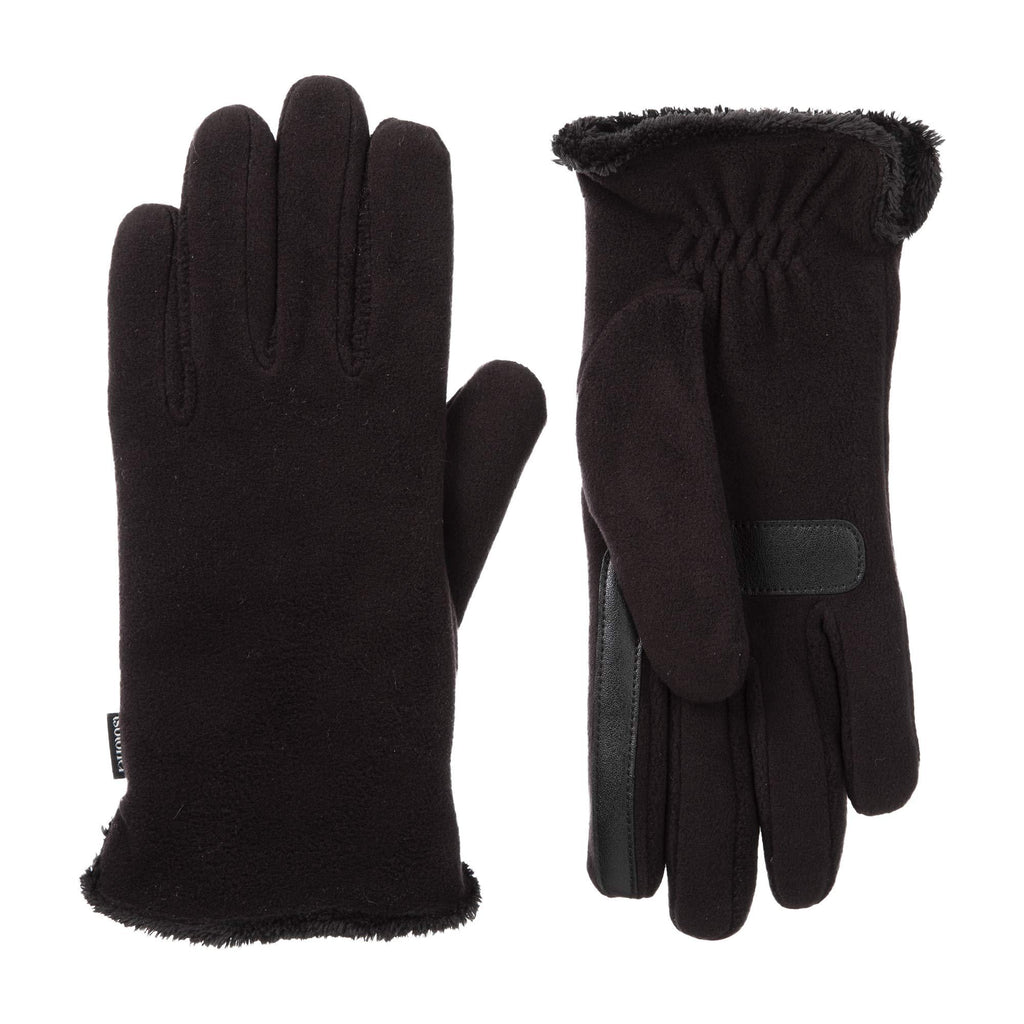 [Australia] - isotoner Women's Stretch Fleece Gloves with Microluxe and Smart Touch Technology One Size Black - Smartdri 