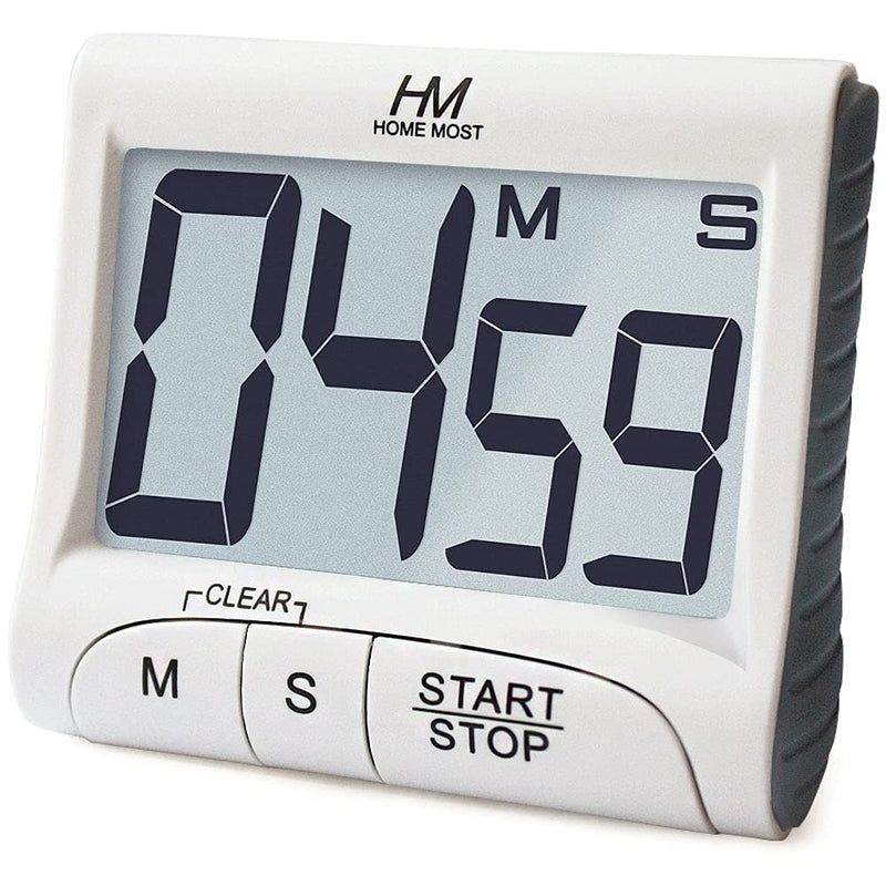 [Australia] - HOME MOST 3" Large Display Kitchen Timer - Digital Timer Magnetic Back Loud Alarm On A Rope- White Cooking Timers For Kitchen Teachers Students Games Kids Meetings - Sports Timer For Workouts Exercise 3" Large LCD Display - 1.5" Big Digits -Loud Alarm 