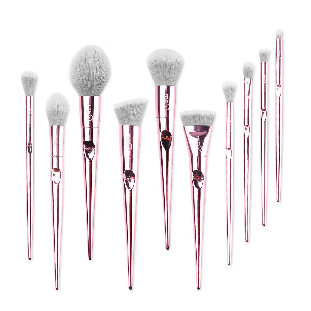 [Australia] - Makeup Brushes Set MSQ 10pcs Pink Picasso Synthetic Hair Cosmetics Brushes Eyeshadow Foundation Blending Face Powder Contour Blush Lip Brushes 