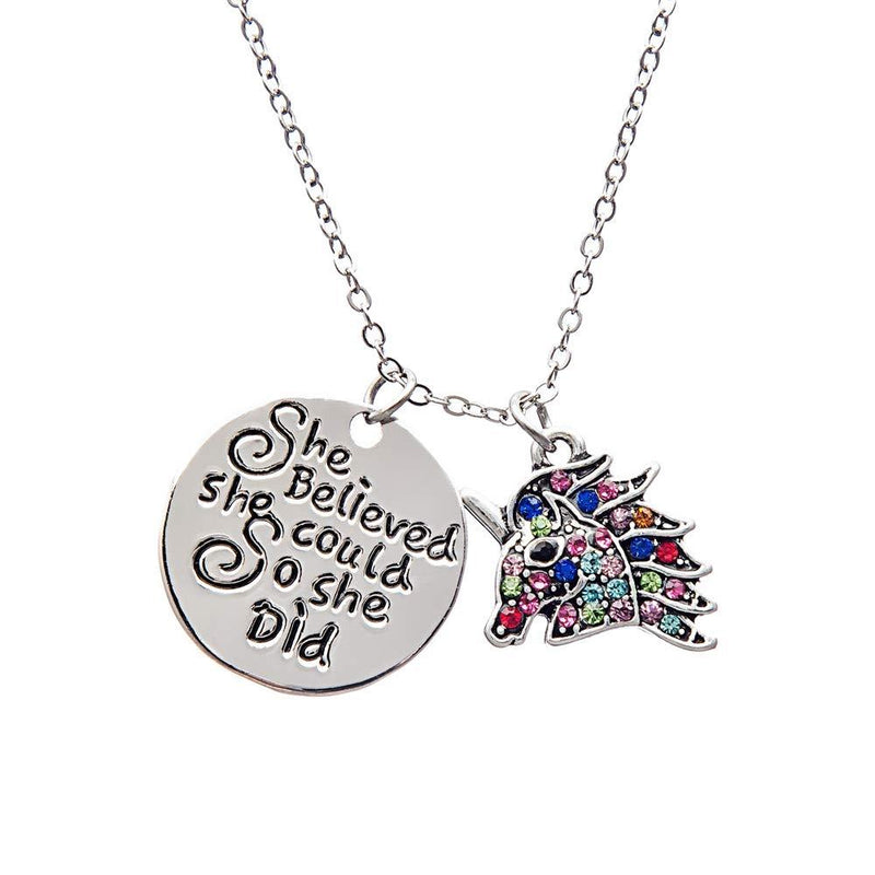[Australia] - Infinity Collection Unicorn Charm Necklace, Unicorn She Believed She Could So She Did Jewelry, for Her 