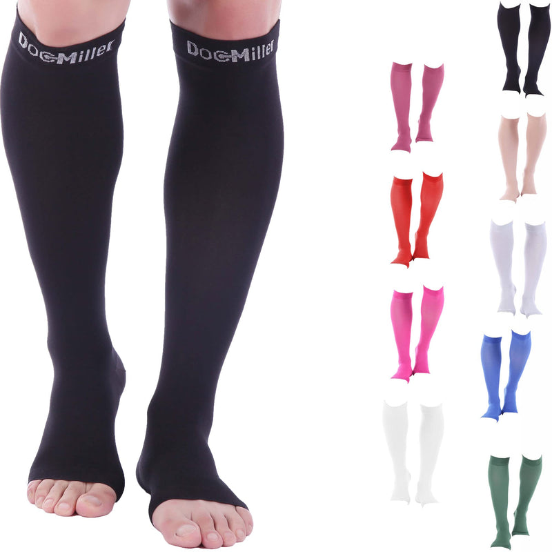 [Australia] - Doc Miller Open Toe Compression Socks 1 Pair 15-20 mmHg Firm Support Black Medium 