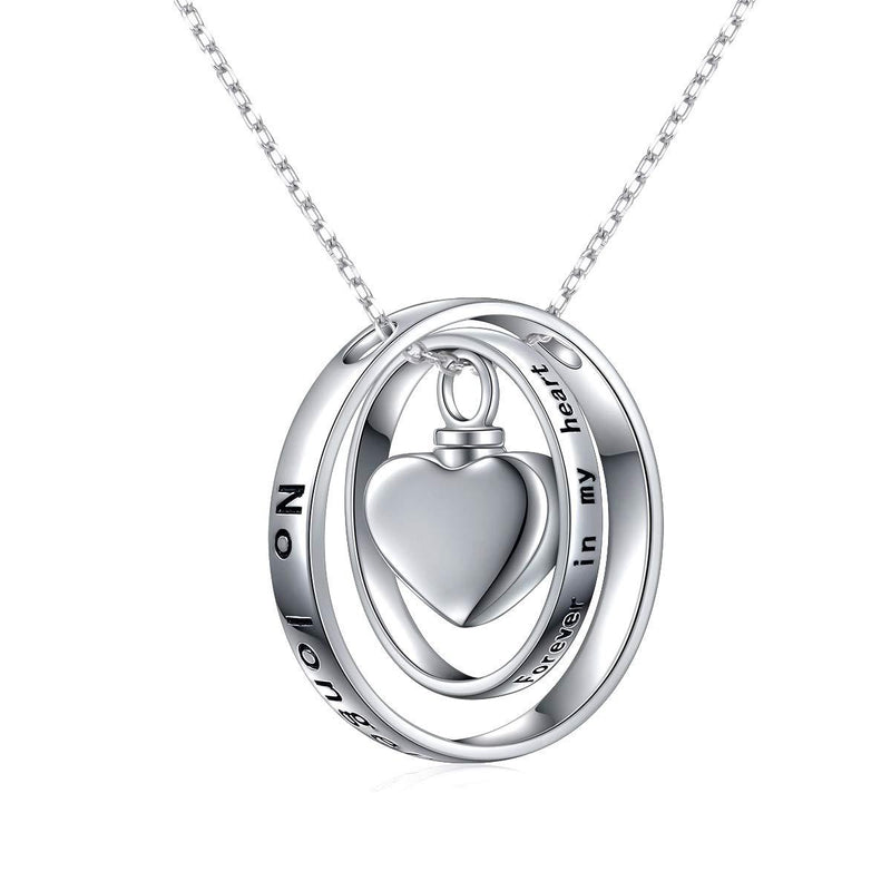 [Australia] - Cremation Jewelry Sterling Silver Engraved Urn Necklace for Ashes Keepsake Pendant Necklace no longer by my side forever in my heart 20" 
