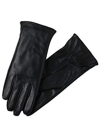 [Australia] - Super-soft Leather Winter Gloves for Women Full-Hand Touchscreen Warm Cashmere Lined Perfect Appearance Black Small 