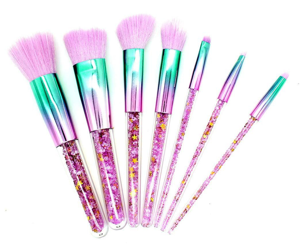 [Australia] - Ranvi 7 PCS Fashion Crystal Glitter Diamond Makeup Brushes Set Foundation Cosmetic Brush Tools with Bag - Gradient 