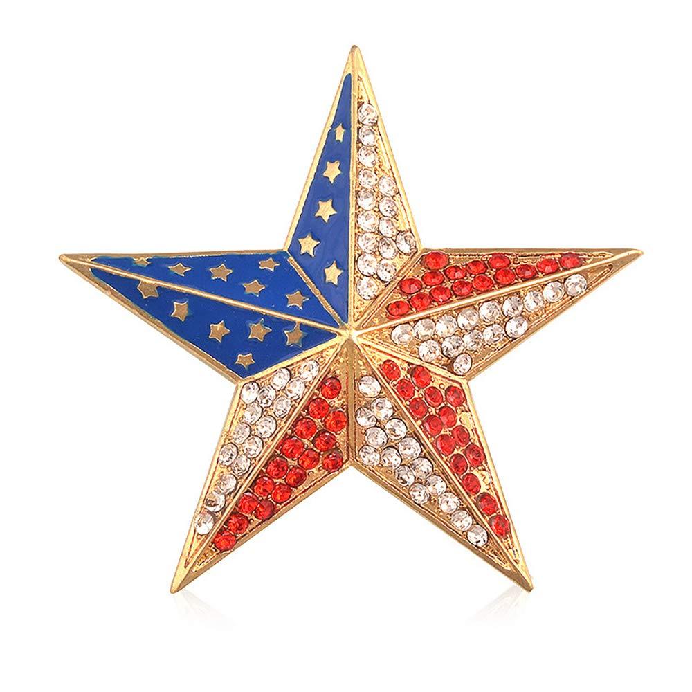 [Australia] - Vintage Big Size American USA Flag Brooch Badges Gold Stars Flag Brooches Pin Crystal Lapel Pins USA Patriotic Pin Jewelry for Women Men Star 