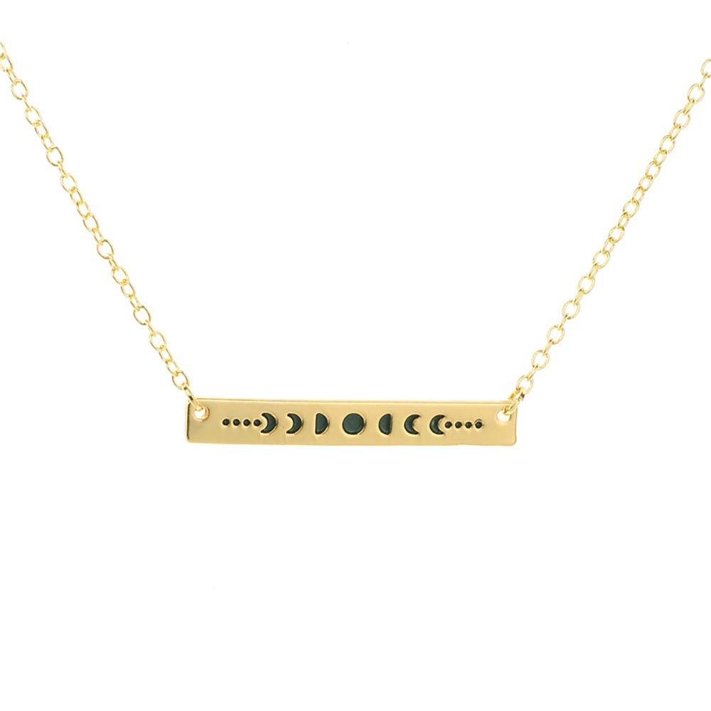 [Australia] - MIXIA Gold Color Galaxy Astronomy Crescent Moon Phases Necklace Women Long Vertical Bar Lunar Phenomena Talisman Witchcraft Jewelry Pendant 