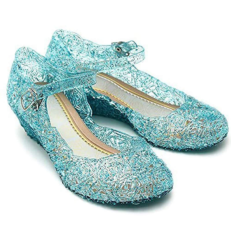 [Australia] - CQDY Blue Girl’s Princess Shoes Jelly Sandals Cinderella Toddler Cosplay Dancing Show Mary Janes(Toddler/Little Kid) 8 Toddler 