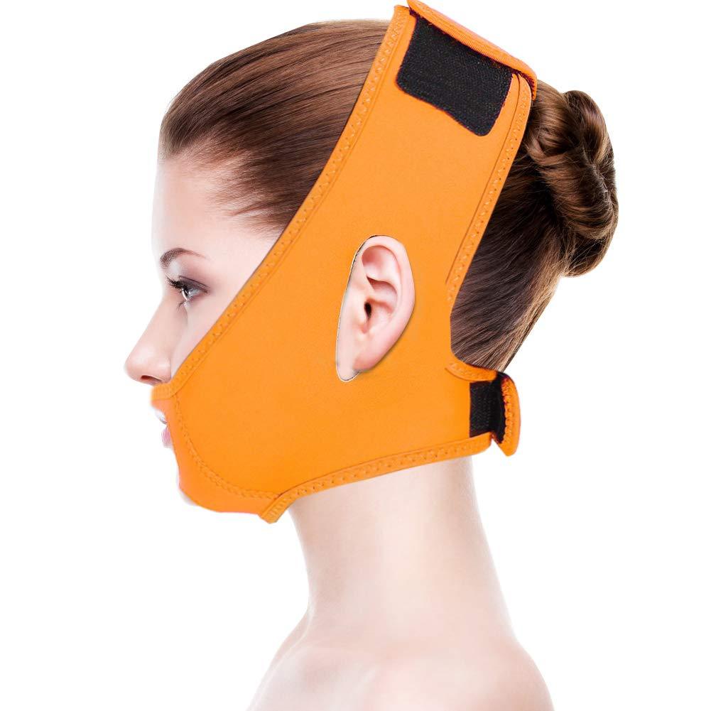 [Australia] - Face Slimming Mask, Face Lifting Slimming Belt, Slim Lift Tighten Skin Bandage Double Chin Slimming Belt for Compact Facial Skin(Orange) Orange 