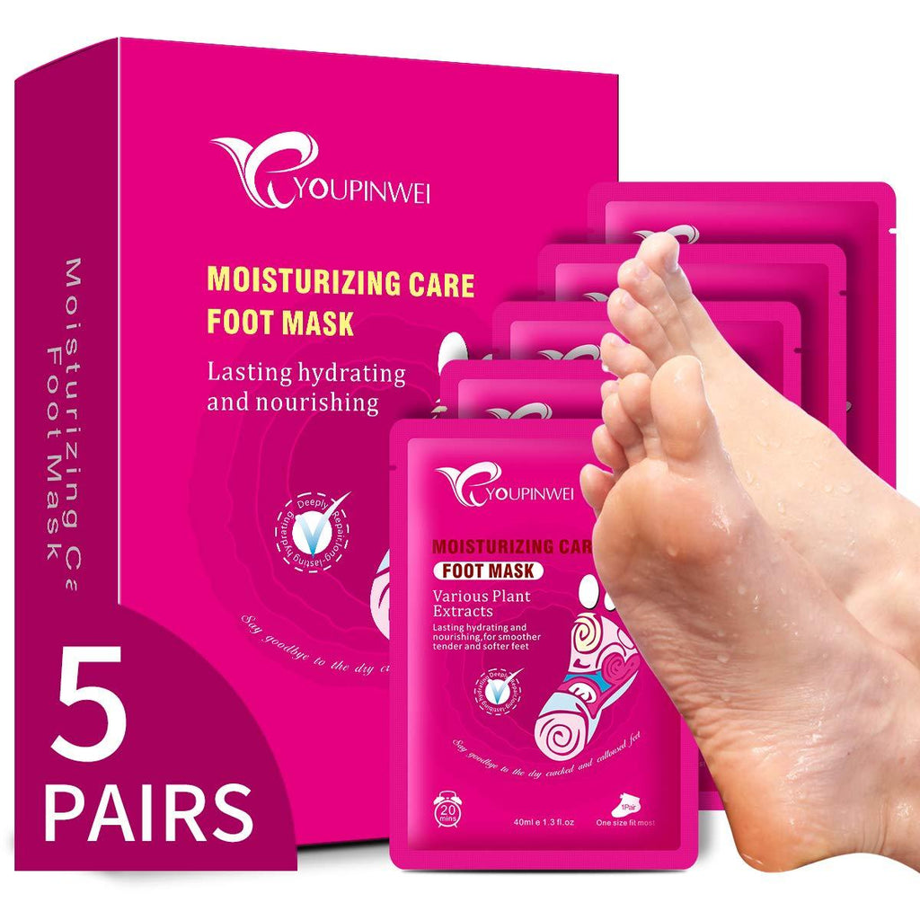 [Australia] - YOUPINWEI Moisturizing Foot Mask Treatment for Cracked Heels and Dry Feet Deeply Repair, Care for Long-lasting Hydrating & Nourishing Socks for Smoother and Softer Feet (5Pairs/Box) 