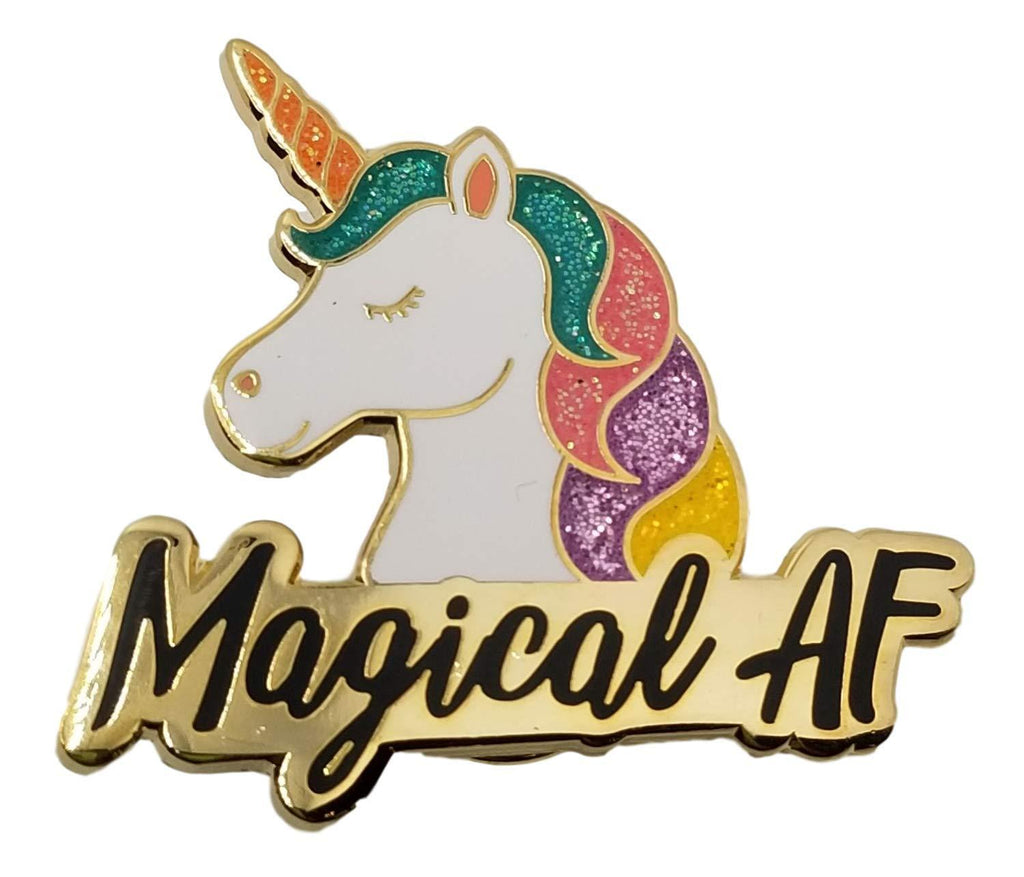[Australia] - Stickeroonie Magical AF Unicorn Enamel Lapel Pin, Cute & Funny Glittery Rainbow Unicorn, 1.4 Inches 