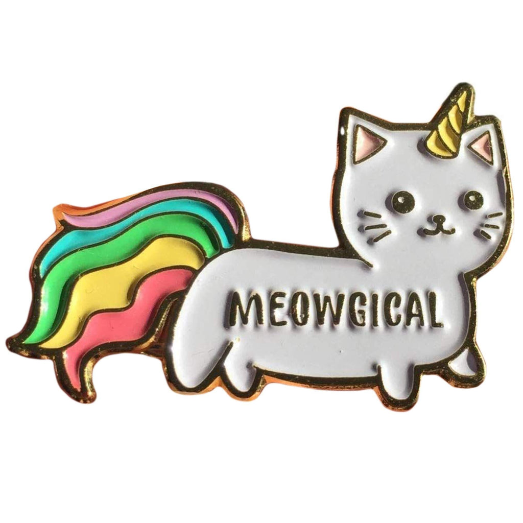 [Australia] - Stickeroonie Cute Rainbow Meowgical Caticorn Lapel Pin, Colorful Magical Cat Unicorn Gold Plated Decorative Pin, 1.4” 