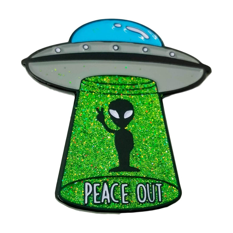[Australia] - Stickeroonie Alien Pin Space Enamel Lapel Pin UFO Glitter Funny Pins 1.4 Inches Enamel Pins Backpack Pins Jean Pins Clothing Pins Hat Pins Cute Jacket Pins Cute Jewelry Lapel Pins 